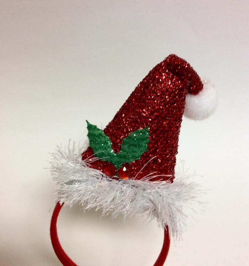 Santa hat headband santa hat christmas headband xmas | Etsy -   15 xmas nails christmas santa hat ideas