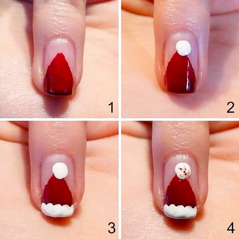 Simple Christmas Nail Art: 50 DIY tutorials - Our best Style -   15 xmas nails christmas santa hat ideas