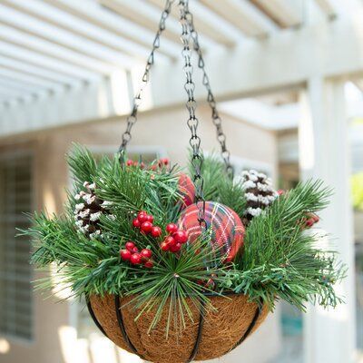 The Holiday Aisle Xmas Hanging Basket -   16 diy christmas decorations for outside porches ideas