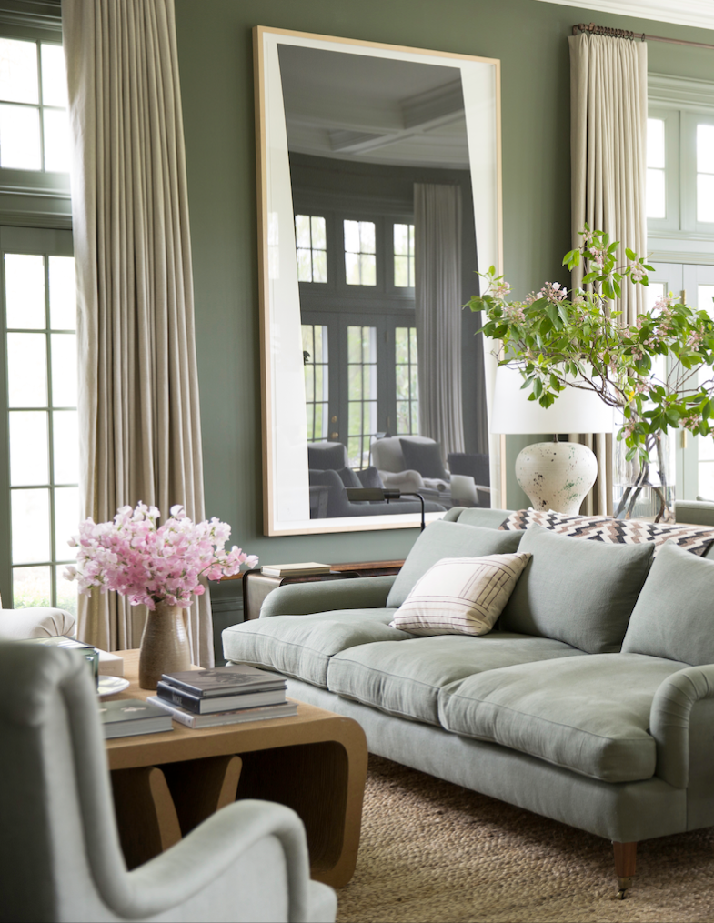 Home Tour: Edie Parker Founder Brett Heyman's Connecticut Escape -   16 sage green living room furniture ideas
