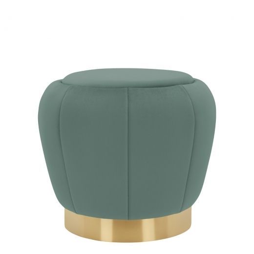 Medina Scalloped Pouffe, Velvet Upholstered, Sage Green -   16 sage green living room furniture ideas