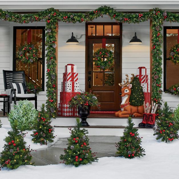 Hadley Holiday Cordless Wreath | Grandin Road -   17 diy christmas decorations for outside porches ideas
