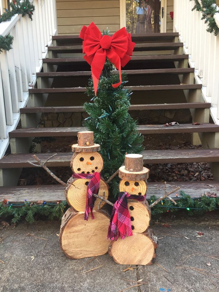 Medium Wood Slice Snowman Christmas Decor | Etsy -   17 diy christmas decorations for outside porches ideas
