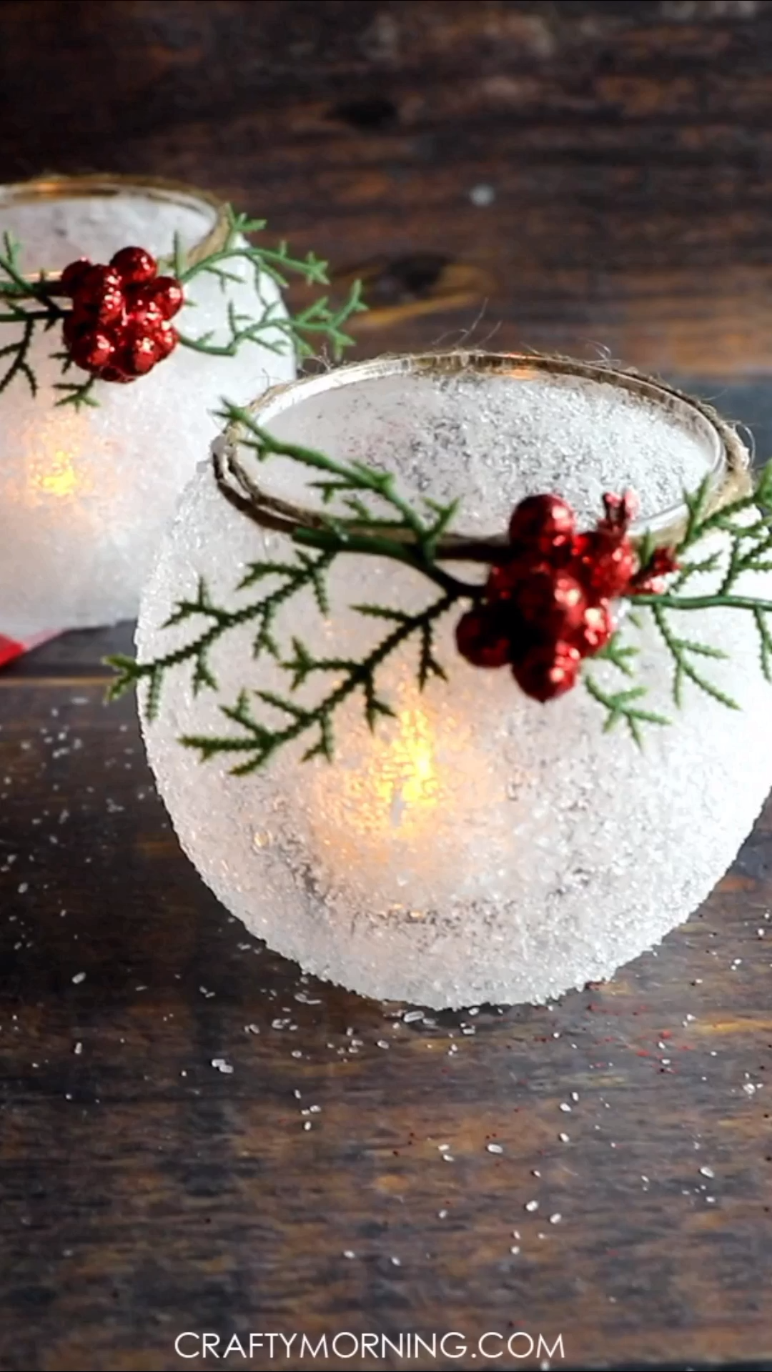 DIY Snowy Frosted Candle Holders -   17 xmas crafts decorations ideas