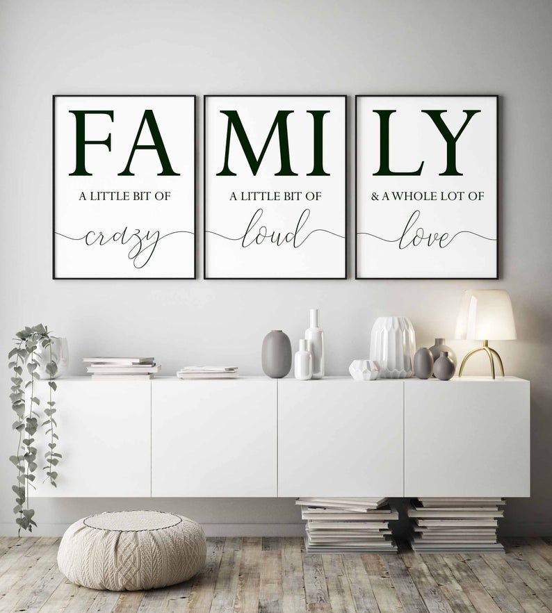 Family sign,Family a little bit of crazy print,Set of 3 Prints,Family quotes,Home Decor signs,Living -   18 home decor signs living room ideas