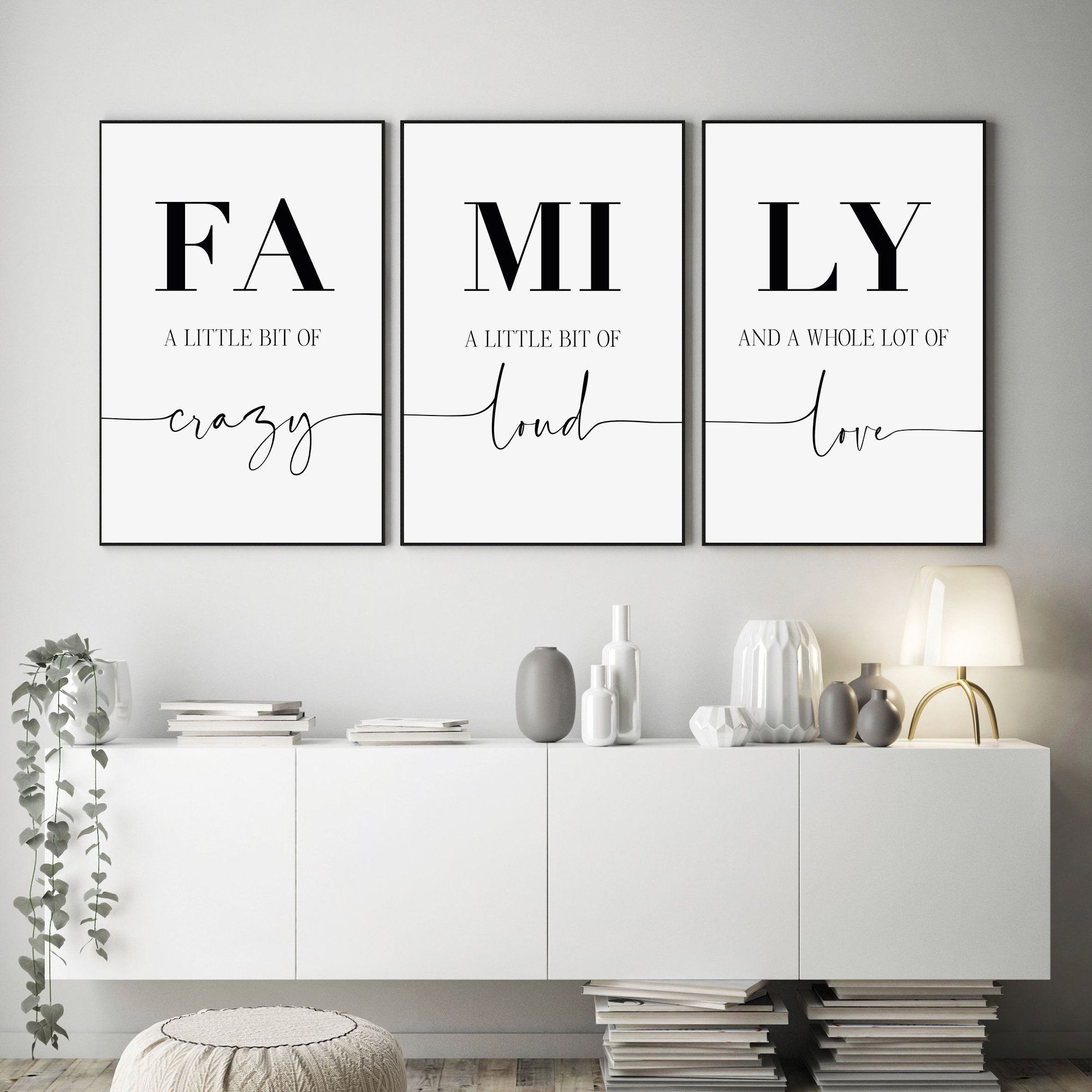 Family a little bit of crazy Print Set of 3 Prints Family | Etsy -   18 home decor signs living room ideas