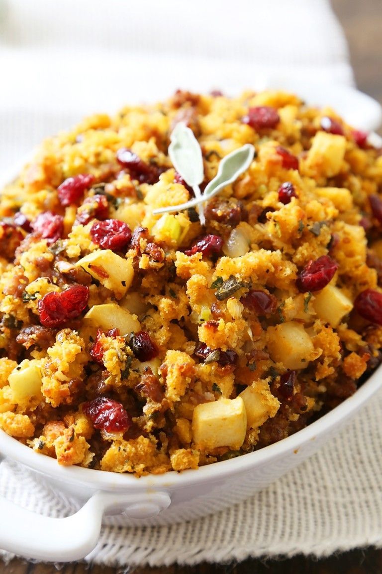 Sausage, Apple and Cranberry Cornbread Stuffing -   18 stuffing recipes for thanksgiving with sausage cornbread dressing ideas