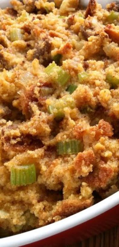 Southern Cornbread Dressing with Sausage -   18 stuffing recipes for thanksgiving with sausage cornbread dressing ideas