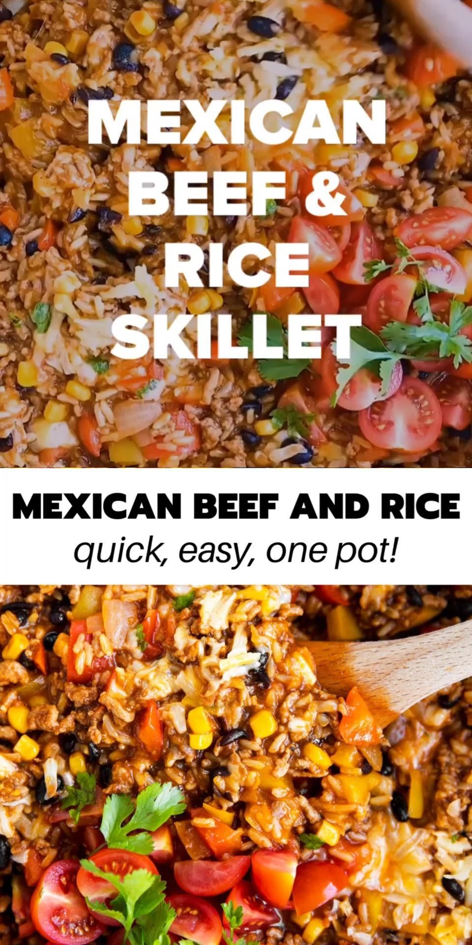 One Pot Mexican Beef and Rice Skillet -