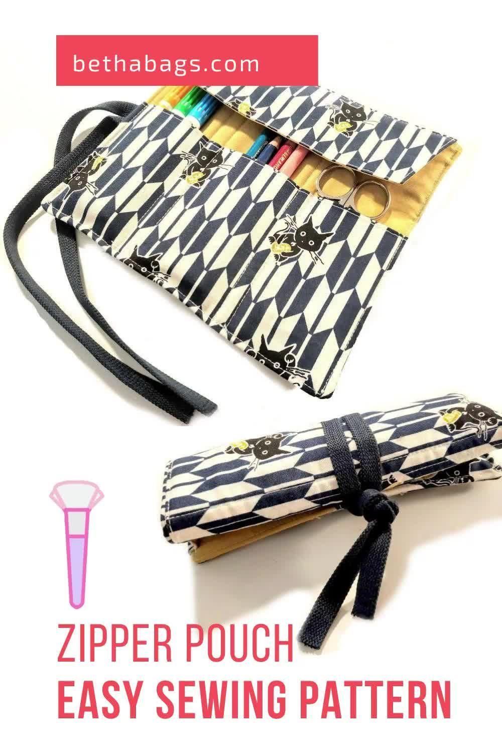 Roll Up Pencil Case Sewing Pattern PDF -   19 fabric crafts projects easy diy ideas
