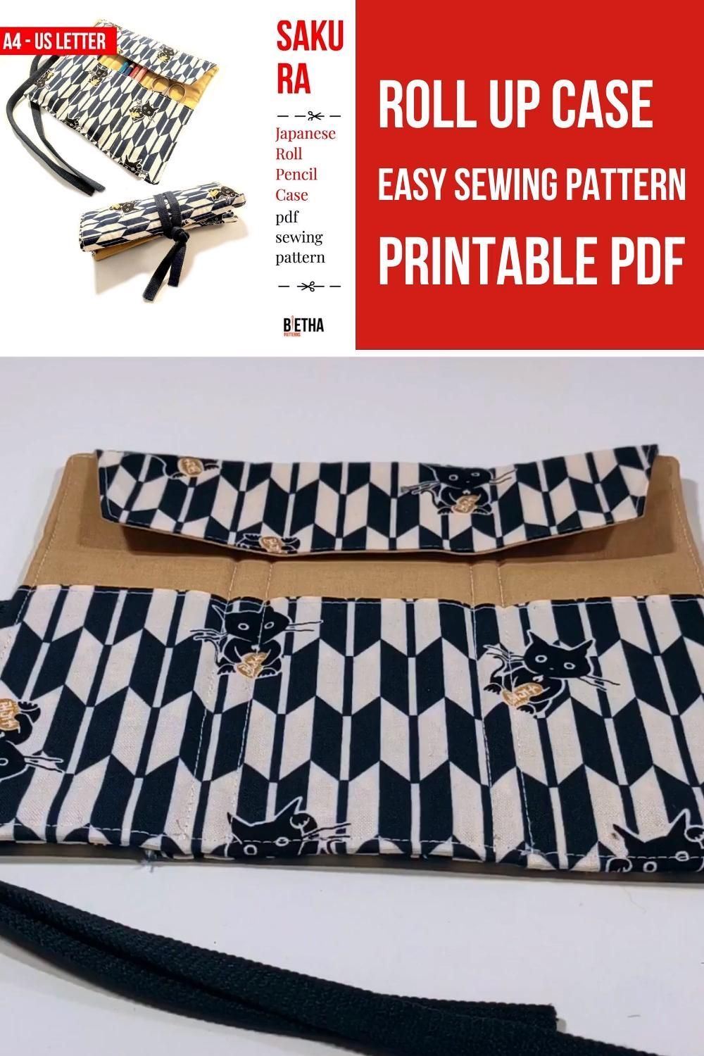 Roll Up Case Easy Sewing Pattern - Printable PDF -   19 fabric crafts projects easy diy ideas