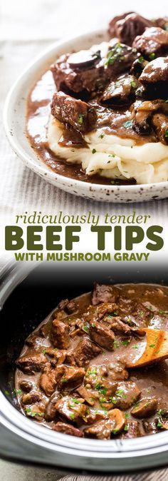 Ridiculously Tender Beef Tips with Mushroom Gravy Recipe - Little Spice Jar -   19 healthy instant pot recipes beef tips ideas