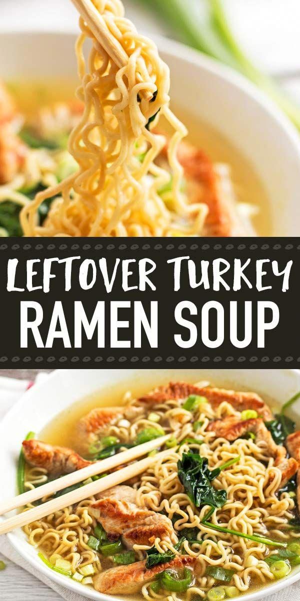 Healthy Turkey Ramen Bowls with Spinach | Savory Nothings -   19 leftover turkey recipes healthy soup ideas