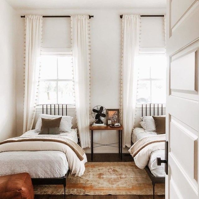Guest Bedroom - Twin Beds - Neutral, Natural Color Scheme -   19 room decor bedroom modern ideas