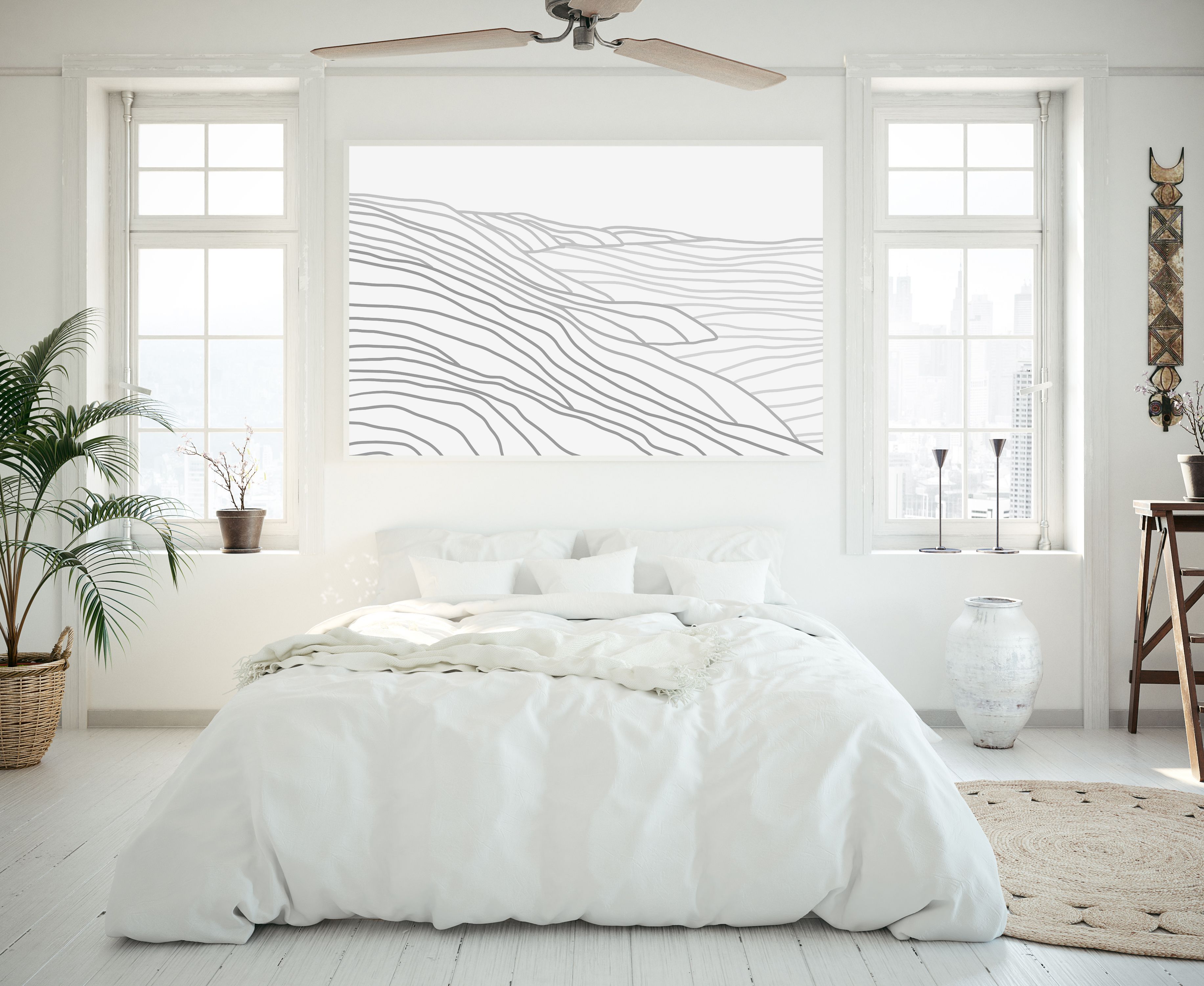 Gray Line Coastline Modern Minimalist Coastal Wall Art Print or Canvas -   19 room decor bedroom modern ideas