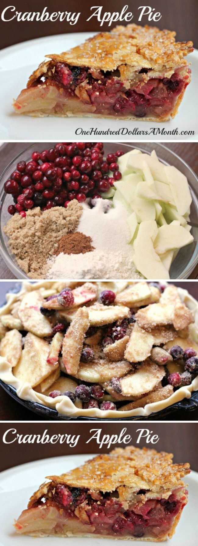 Thanksgiving Dessert Recipes - Cranberry Apple Pie - One Hundred Dollars a Month -   19 thanksgiving desserts pie apple ideas