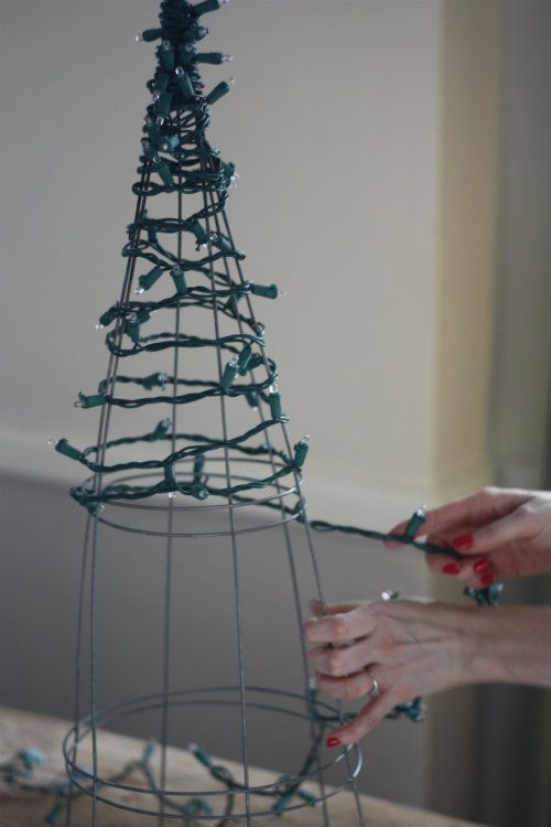 DIY: Tomato Cage Christmas Tree Lights -   19 xmas crafts decorations christmas lights ideas