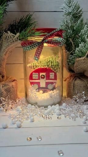 Christmas farmhouse color changing light up mason jar with remote control. -   19 xmas crafts decorations christmas lights ideas