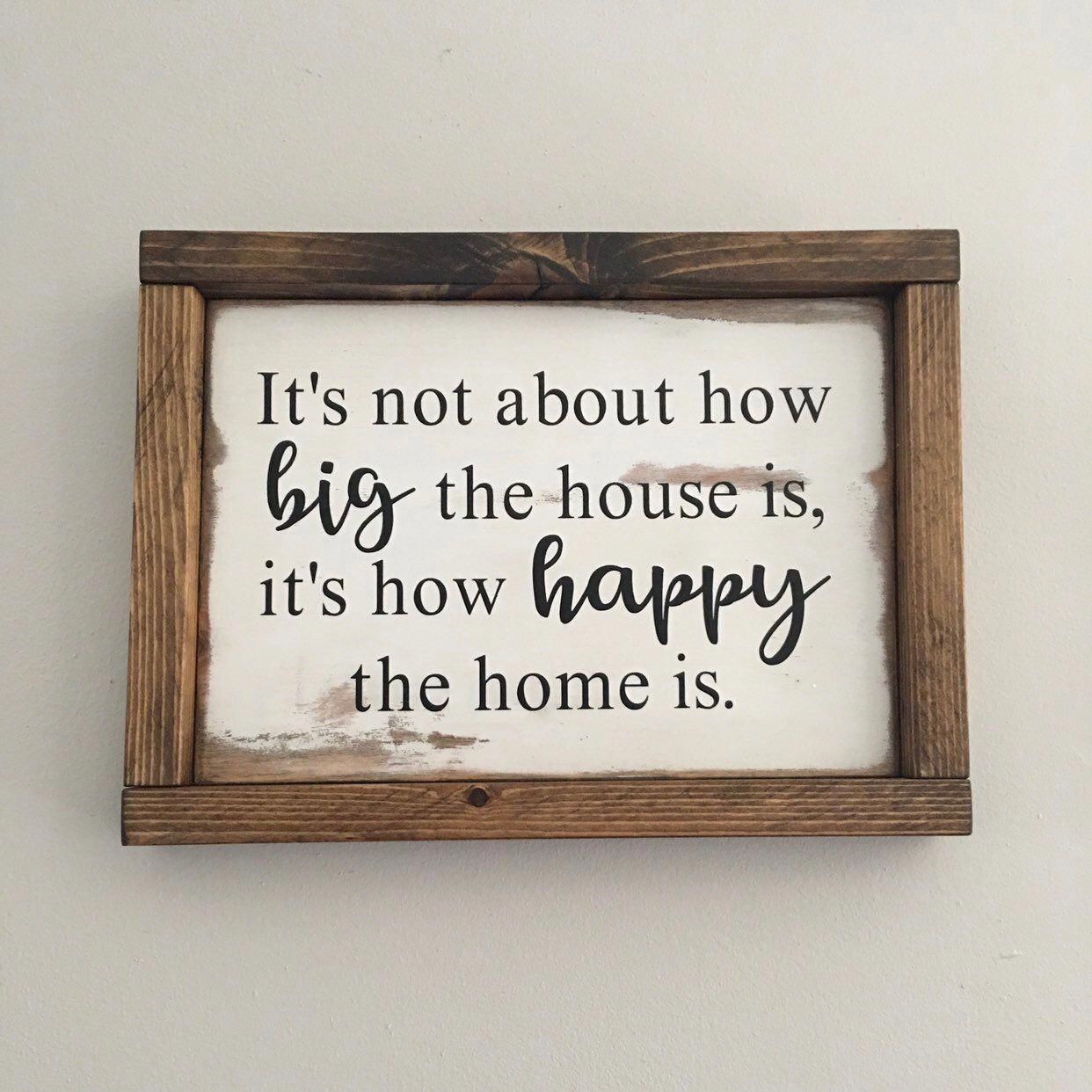 Rustic Wood How Happy the Home is sign - Home sign, Rustic Farmhouse, Rustic Decor, Housewarming gift, Anniversary Gift -   20 home decor signs quote ideas