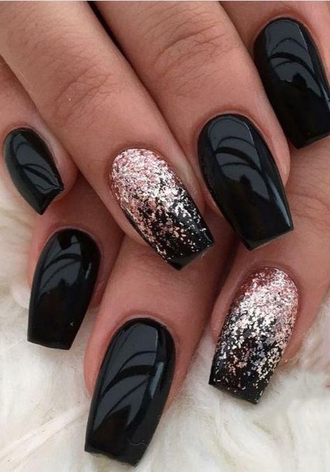 99+ Trending Black Nails Art Manicure Ideas -   20 xmas nails simple gold glitter ideas
