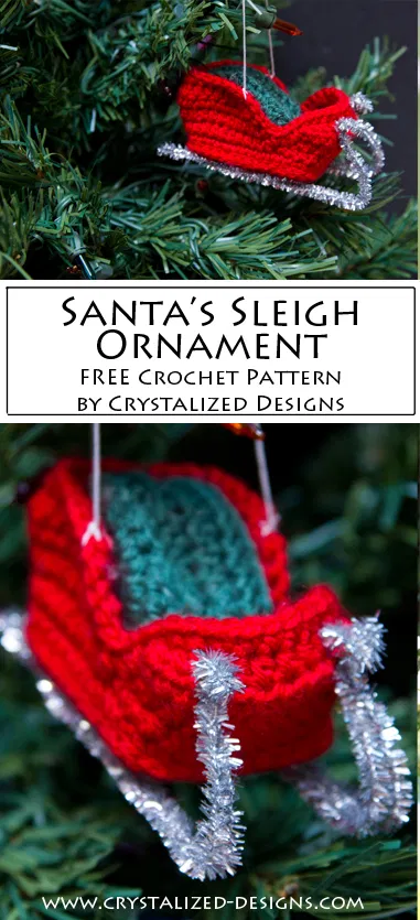 Santa's Sleigh Ornament Crochet Pattern ~ Crystalized Designs -   23 xmas decorations to make free pattern ideas