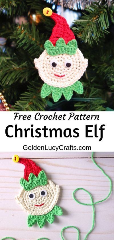 Crochet Elf Christmas Ornament or Applique -   23 xmas decorations to make free pattern ideas