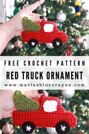 Crochet Red Truck Ornament - Free Pattern - Maria's Blue Crayon -   23 xmas decorations to make free pattern ideas