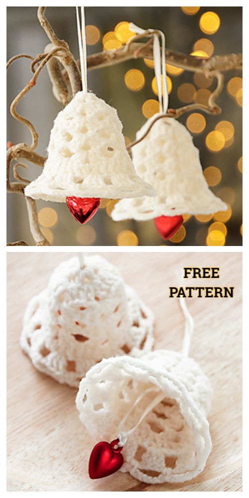 Christmas Bell Ornament Free Crochet Patterns - DIY Magazine -   23 xmas decorations to make free pattern ideas