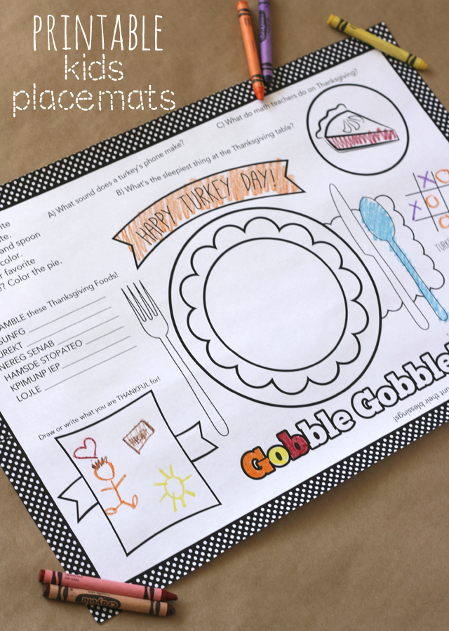 Download free printable “Kid Table” on Turkey Day