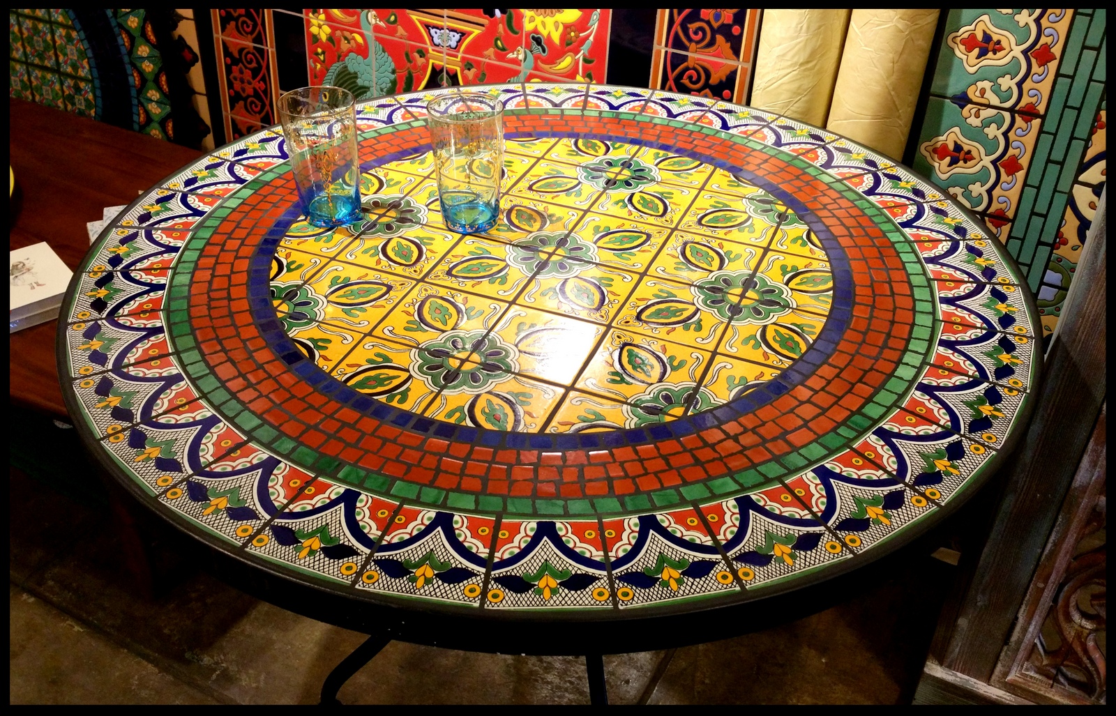 mosaic table in farmhouse kitchen