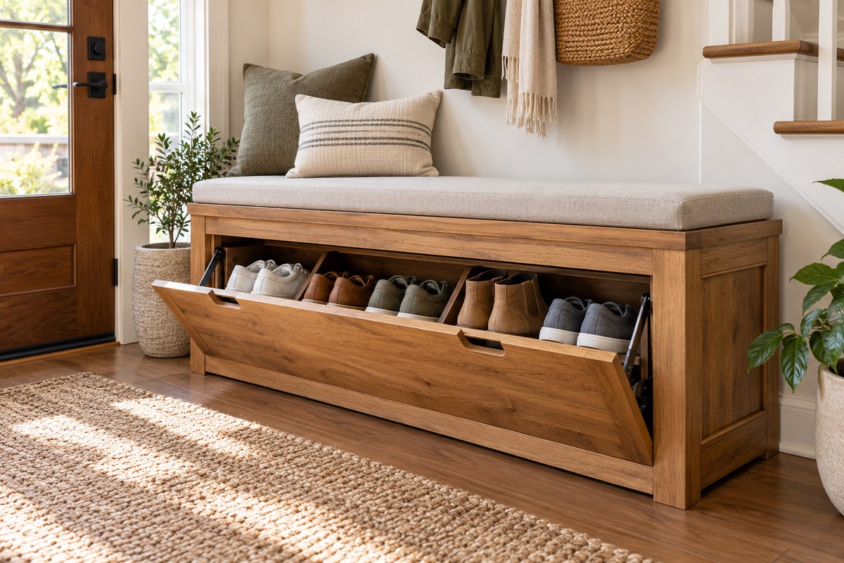 Build a Custom Entryway Bench with Hidden Shoe Storage in a Weekend